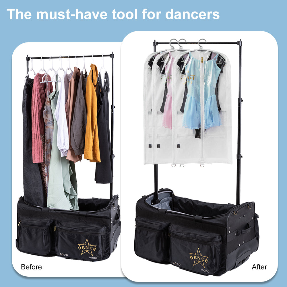 Dance Costume Garment Bag, Double Sided, 35" - Set of 3 (Black,Pink, Purple,White)