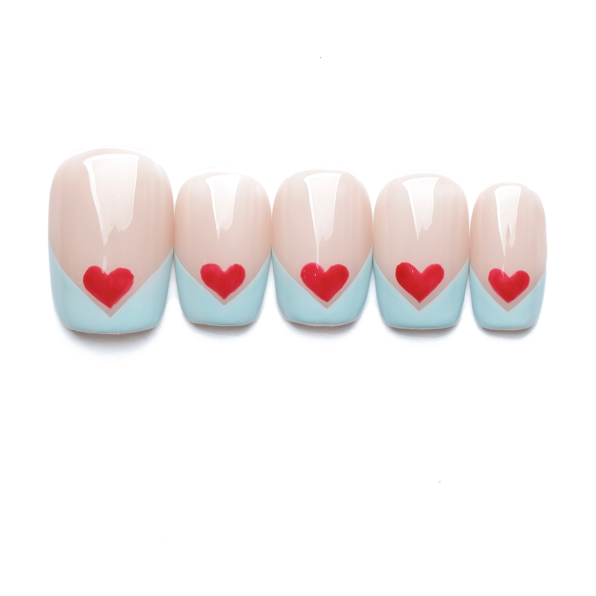 Heart Design-Hand-Painted Press On Nails– One-of-a-kind designs by professional nail artists: EB-02