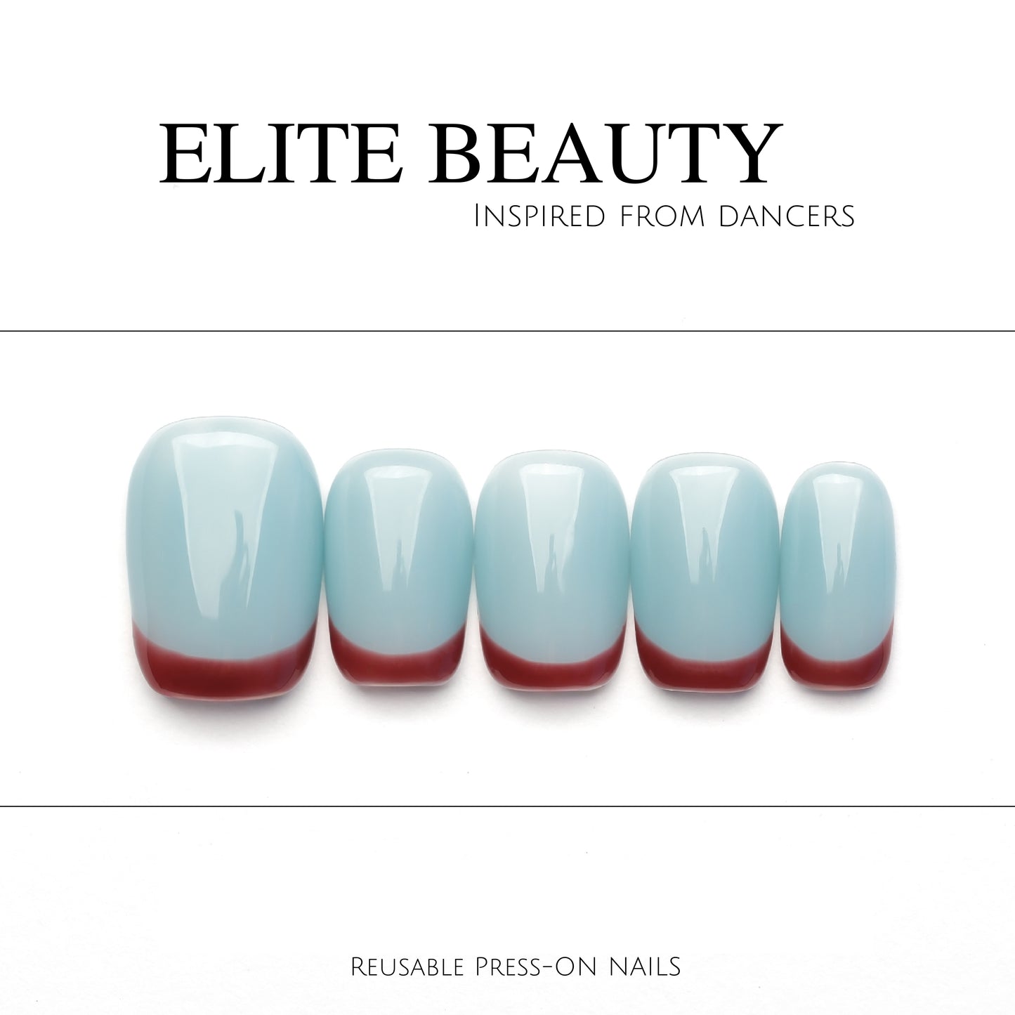 Moon Blue-Hand-Painted Press On Nails– One-of-a-kind designs by professional nail artists: EB-01