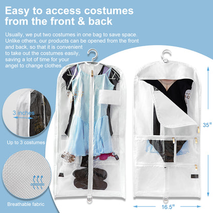Dance Costume Garment Bag, Double Sided, 35" Cover - 2 Packs